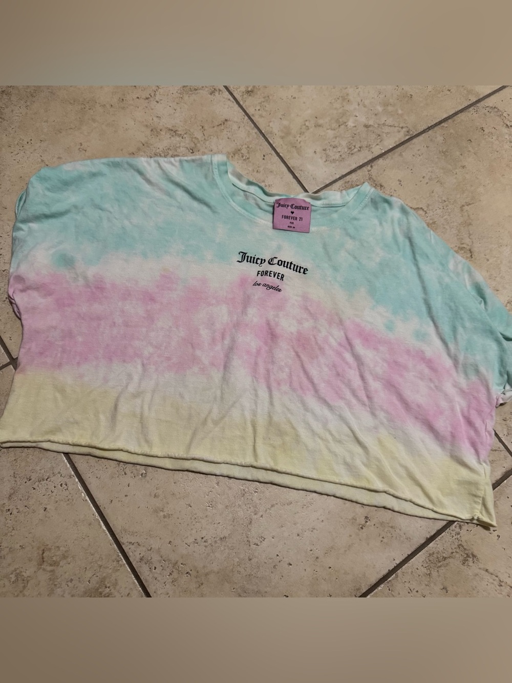Juicy Couture • Forever 21 Pastel Tie-Dye Crop Top - Blue, Pink & Yellow